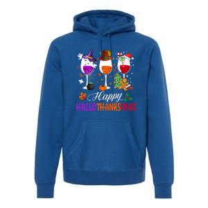 Happy Hallothanksmas Wine Glasses Halloween Thanksgiving Cool Gift Premium Hoodie