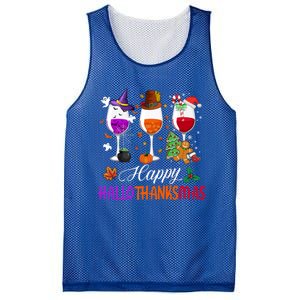 Happy Hallothanksmas Wine Glasses Halloween Thanksgiving Cool Gift Mesh Reversible Basketball Jersey Tank