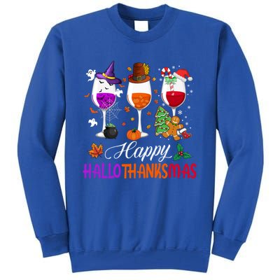 Happy Hallothanksmas Wine Glasses Halloween Thanksgiving Cool Gift Tall Sweatshirt