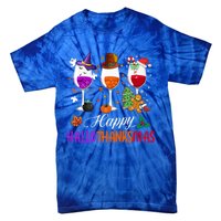 Happy Hallothanksmas Wine Glasses Halloween Thanksgiving Cool Gift Tie-Dye T-Shirt