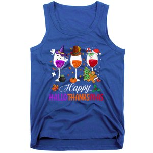 Happy Hallothanksmas Wine Glasses Halloween Thanksgiving Cool Gift Tank Top