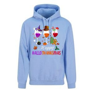 Happy Hallothanksmas Wine Glasses Halloween Thanksgiving Cool Gift Unisex Surf Hoodie