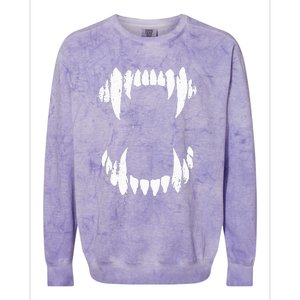 Halloween Horror Wolf Dog Vampire Monster Teeth Costume Colorblast Crewneck Sweatshirt