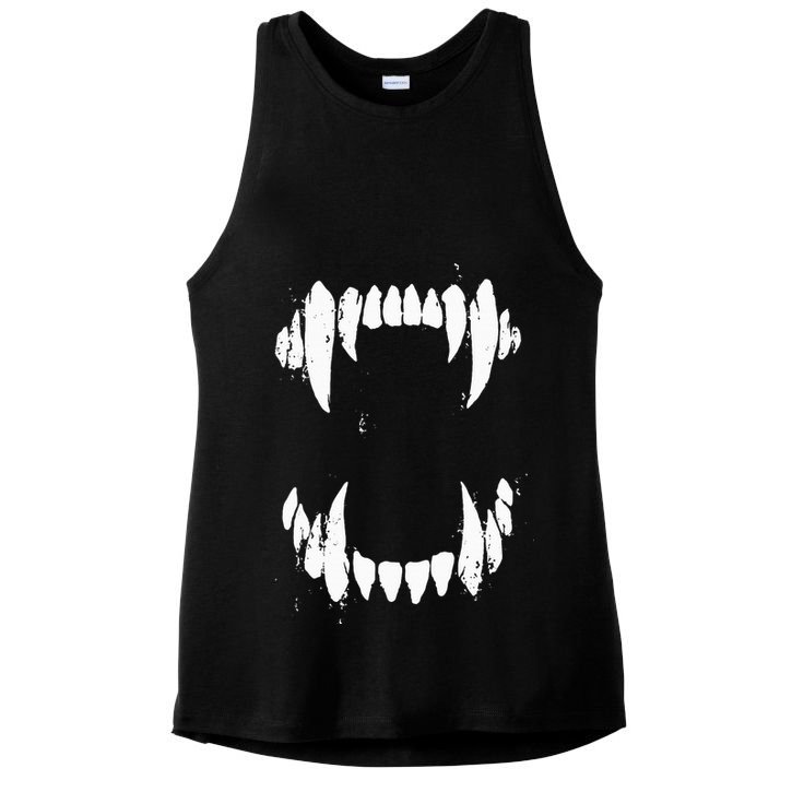 Halloween Horror Wolf Dog Vampire Monster Teeth Costume Ladies PosiCharge Tri-Blend Wicking Tank