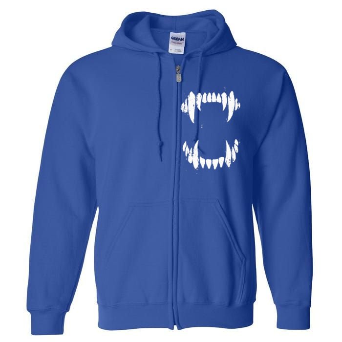 Halloween Horror Wolf Dog Vampire Monster Teeth Costume Full Zip Hoodie