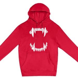 Halloween Horror Wolf Dog Vampire Monster Teeth Costume Premium Pullover Hoodie