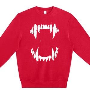 Halloween Horror Wolf Dog Vampire Monster Teeth Costume Premium Crewneck Sweatshirt