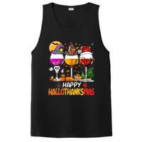 Happy Hallothanksmas Wine Glasses Witch Santa Hat Pumpkin PosiCharge Competitor Tank