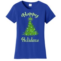 Happy Holidaze Weed & Marijuana Leaf Cannabis Christmas Tree Women's T-Shirt