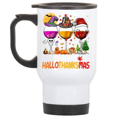 Happy Hallothanksmas Wine Glasses Witch Santa Hat Pumpkin Gift Stainless Steel Travel Mug