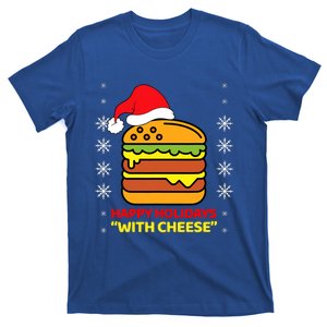 Happy Holidays With Cheese Christmas Cheeseburger Funny Gift T-Shirt