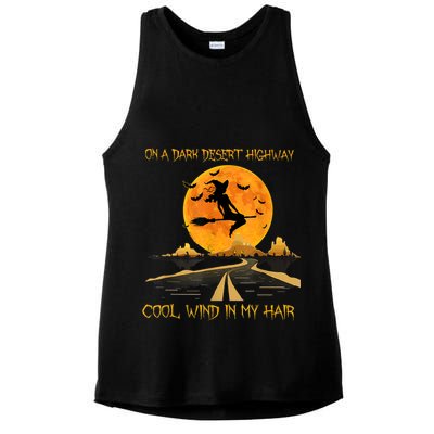 Happy Halloween Witch Riding Brooms On A Dark Desert Highway Ladies PosiCharge Tri-Blend Wicking Tank
