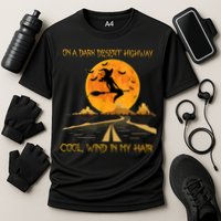 Happy Halloween Witch Riding Brooms On A Dark Desert Highway Performance Shirt