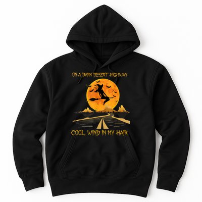 Happy Halloween Witch Riding Brooms On A Dark Desert Highway Hoodie
