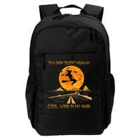 Happy Halloween Witch Riding Brooms On A Dark Desert Highway Backpack
