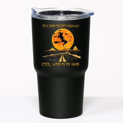 Happy Halloween Witch Riding Brooms On A Dark Desert Highway Tumbler