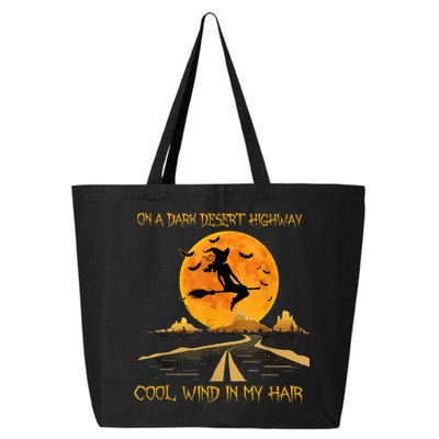 Happy Halloween Witch Riding Brooms On A Dark Desert Highway 25L Jumbo Tote