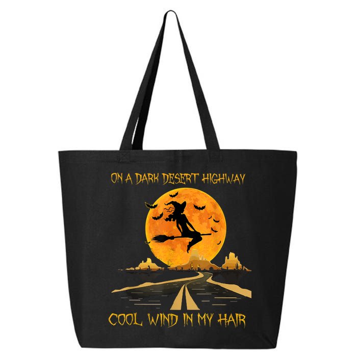 Happy Halloween Witch Riding Brooms On A Dark Desert Highway 25L Jumbo Tote