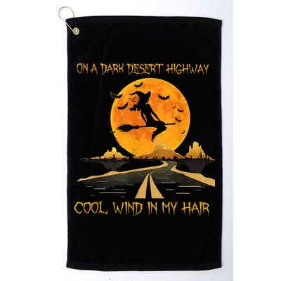 Happy Halloween Witch Riding Brooms On A Dark Desert Highway Golf Towel