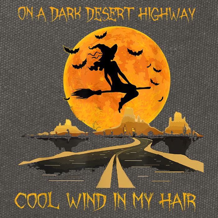 Happy Halloween Witch Riding Brooms On A Dark Desert Highway Cotton Canvas Backpack
