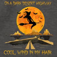 Happy Halloween Witch Riding Brooms On A Dark Desert Highway Vector Backpack