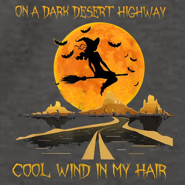 Happy Halloween Witch Riding Brooms On A Dark Desert Highway Vector Backpack
