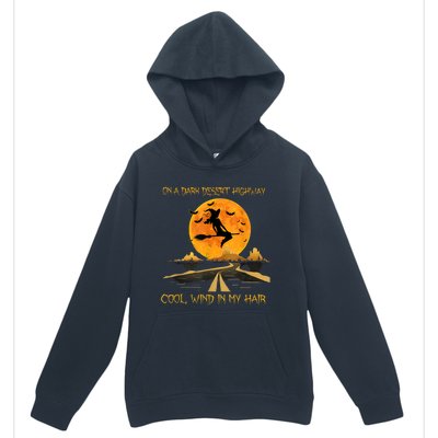 Happy Halloween Witch Riding Brooms On A Dark Desert Highway Urban Pullover Hoodie