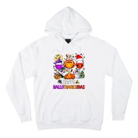 Happy Hallothanksmas Wine Halloween Thanksgiving Christmas Hoodie