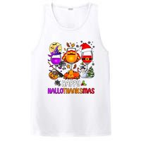 Happy Hallothanksmas Wine Halloween Thanksgiving Christmas PosiCharge Competitor Tank