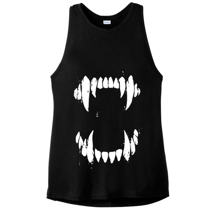 Halloween Horror Wolf Dog Vampire Monster Teeth Costume Ladies PosiCharge Tri-Blend Wicking Tank