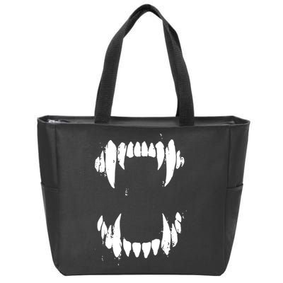 Halloween Horror Wolf Dog Vampire Monster Teeth Costume Zip Tote Bag