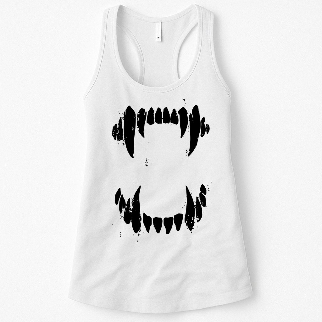 Halloween Horror Wolf Dog Vampire Monster Teeth Costume Womens Tank Top