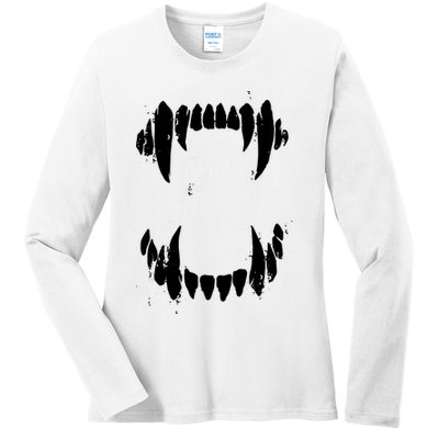 Halloween Horror Wolf Dog Vampire Monster Teeth Costume Ladies Long Sleeve Shirt