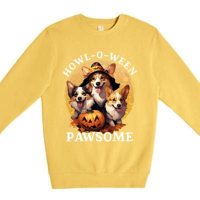 Happy Halloween Witch Welsh Corgi Dog HowlOWeen Pawsome Gift Premium Crewneck Sweatshirt