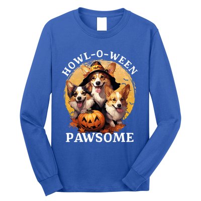 Happy Halloween Witch Welsh Corgi Dog HowlOWeen Pawsome Gift Long Sleeve Shirt