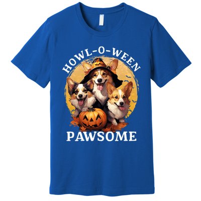 Happy Halloween Witch Welsh Corgi Dog HowlOWeen Pawsome Gift Premium T-Shirt