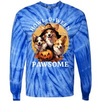 Happy Halloween Witch Welsh Corgi Dog HowlOWeen Pawsome Gift Tie-Dye Long Sleeve Shirt