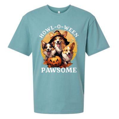 Happy Halloween Witch Welsh Corgi Dog HowlOWeen Pawsome Gift Sueded Cloud Jersey T-Shirt