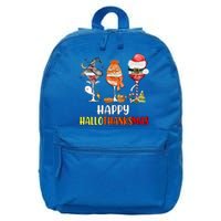 Happy Hallothanksmas Wine Glasses Witch Santa Hat Pumpkin Cute Gift 16 in Basic Backpack