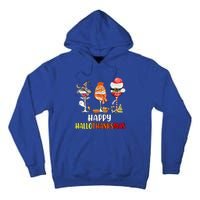 Happy Hallothanksmas Wine Glasses Witch Santa Hat Pumpkin Cute Gift Tall Hoodie