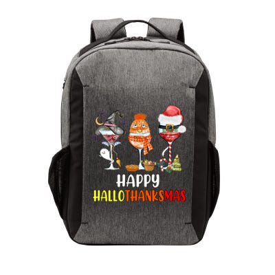 Happy Hallothanksmas Wine Glasses Witch Santa Hat Pumpkin Cute Gift Vector Backpack