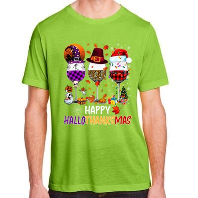 Happy Hallothanksmas Wine Glasses Witch Santa Hat Pumpkin Gift Adult ChromaSoft Performance T-Shirt