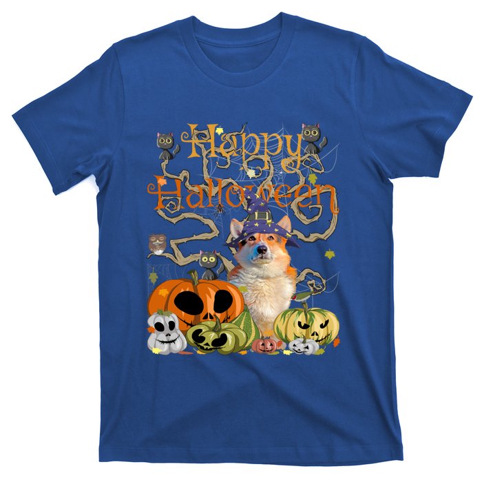 Happy Halloween Witch Corgi Pumpkin Black Cat JackOLantern Cool Gift T-Shirt