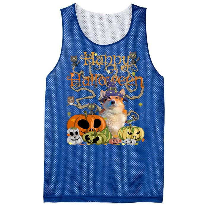 Happy Halloween Witch Corgi Pumpkin Black Cat JackOLantern Cool Gift Mesh Reversible Basketball Jersey Tank