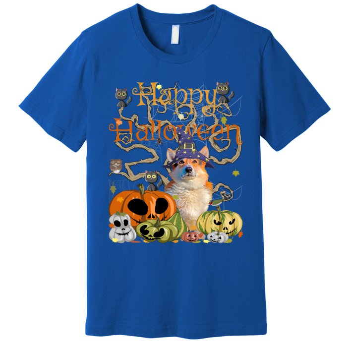 Happy Halloween Witch Corgi Pumpkin Black Cat JackOLantern Cool Gift Premium T-Shirt