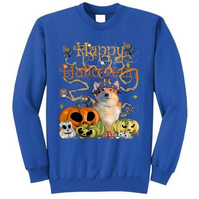 Happy Halloween Witch Corgi Pumpkin Black Cat JackOLantern Cool Gift Tall Sweatshirt