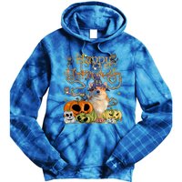 Happy Halloween Witch Corgi Pumpkin Black Cat JackOLantern Cool Gift Tie Dye Hoodie