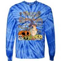 Happy Halloween Witch Corgi Pumpkin Black Cat JackOLantern Cool Gift Tie-Dye Long Sleeve Shirt