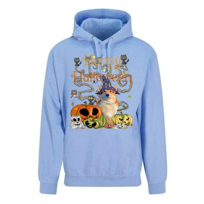 Happy Halloween Witch Corgi Pumpkin Black Cat JackOLantern Cool Gift Unisex Surf Hoodie