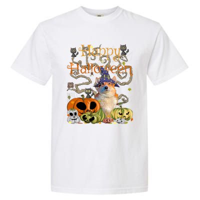 Happy Halloween Witch Corgi Pumpkin Black Cat JackOLantern Cool Gift Garment-Dyed Heavyweight T-Shirt